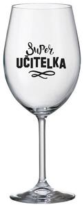 SUPER UČITELKA - čirá sklenička na víno 350 ml