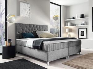 Hotelová manželská postel 160x200 RUSK - šedá + topper ZDARMA