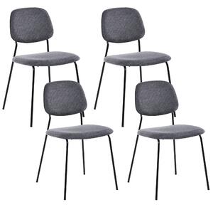 Sada 4 jídelních židlí RILEY Tkanina Šedá