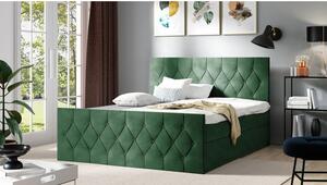 Boxspringová dvojlůžková postel 180x200 SENCE 2 - zelená + topper ZDARMA