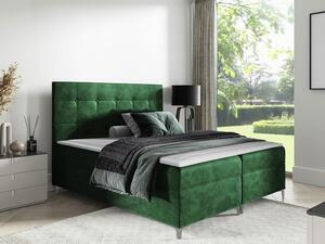 Hotelová dvoulůžková postel 140x200 SAUL - zelená + topper ZDARMA