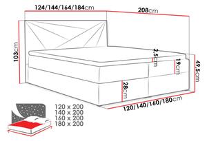 Hotelová manželská postel 160x200 TOMASA 5 - červená + topper ZDARMA