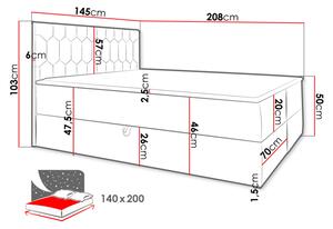 Kontinentální dvoulůžková postel 140x200 TOMASA 6 - tmavá růžová + topper ZDARMA