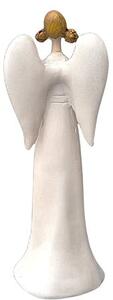 Anděl svítící s květinou, 18 cm, polyston PRODEX 240102