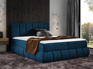 Boxspringová jednolůžková postel 120x200 VERDA - modrá + topper ZDARMA