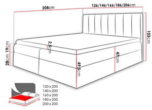 Kontinentální manželská postel 160x200 VICTORO - černá ekokůže / ecru + topper ZDARMA