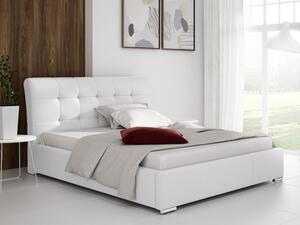 Čalouněná manželská postel 160x200 XEVERA - bílá ekokůže