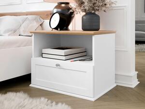Noční stolek Fritkit 1SZ, Barva dřeva: bílá/bílá + dub lefkas Mirjan24 5903211327148