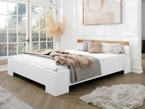 Manželská postel 160 cm Fritkit, Barva dřeva: bílá/bílá + dub lefkas Mirjan24 5903211327209