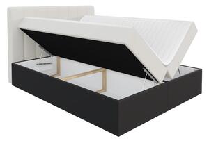 Kontinentální jednolůžková postel 120x200 VICTORO - bílá ekokůže / modrá + topper ZDARMA