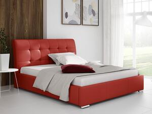 Čalouněná manželská postel 140x200 XEVERA - červená ekokůže