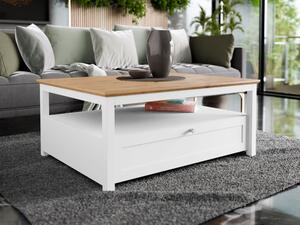 Konferenční stolek Fritkit 1SZ, Barva dřeva: bílá/bílá + dub lefkas Mirjan24 5903211327124