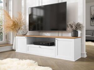 TV skříňka Fritkit 2D1SZ, Barva dřeva: bílá/bílá + dub lefkas Mirjan24 5903211327117