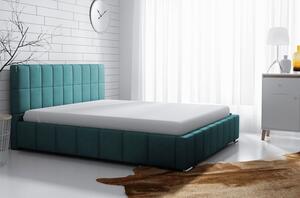 Čalouněná manželská postel 140x200 ZANDRA - tyrkysová