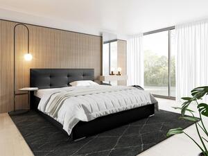 Čalouněná manželská postel 140x200 YADRA - černá ekokůže