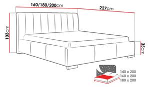 Čalouněná manželská postel 160x200 ZULMA - bílá ekokůže