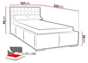 Čalouněná jednolůžková postel 90x200 VENTURA - bílá ekokůže