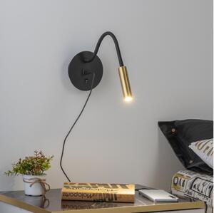 Brilagi -LED Flexibilní nástěnná lampa s USB portem MAYA LED/3W/230V černá/zlatá