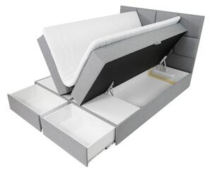 Manželská boxspringová postel 140x200 LUGAU - šedá + topper ZDARMA