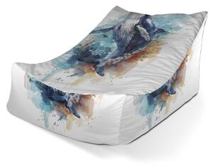 Sablio Sedací vak Lounge Akvarelová velryba - 80 x 95 x 50 cm