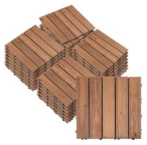 Outsunny venkovní dřevěné zahradní dlaždice, sada 27 kusů, 2,5m², spojovací montáž, 30x30cm, hnědé | Aosom