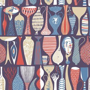 Vliesová tapeta na zeď, modrá, keramika, 1760, Scandinavian Designers, Borastapeter