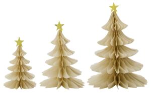Vánoční papírová dekorace Tree Ivory – set 3 ks
