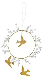 Vánoční dekorace Bird White Brass