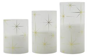 Skleněná LED svíčka Star White – set 3 ks