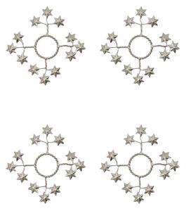 Kroužek na svíčku Star Silver – set 4 ks