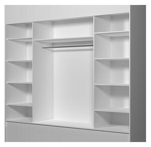 Moderní šatní skříň Alivia 250 cm, bílý korpus, dub sonoma se zrcadlem