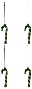 Skleněná vánoční ozdoba Stick Green – set 4 ks
