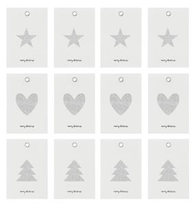 Papírové štítky na dárky Glitr Silver – set 12 ks