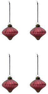 Skleněná vánoční ozdoba Spin Dusty Red – set 4 ks