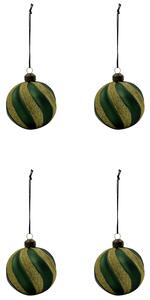 Skleněné ozdoby Swirl Green – set 4 ks