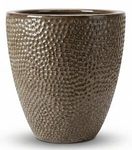 Keramický květináč Cigaline Broušená bronz – ručně vyráběný glazovaný květináč z terakoty S (26 x 28 cm)