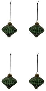 Skleněná vánoční ozdoba Spin Green – set 4 ks