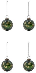 Skleněná vánoční ozdoba Leaf Green/Gold – set 4 ks