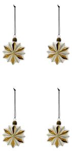 Skleněná vánoční ozdoba Stella Gold/White – set 4 ks