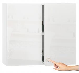Závěsná koupelnová skříňka Miradu bílá 60 cm 2 dvířka lesklá