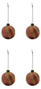 Skleněné ozdoby Swirl Rouge – set 4 ks