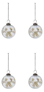 Skleněná vánoční ozdoba Leaf Clear/Gold – set 4 ks