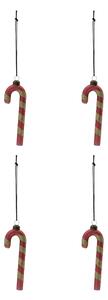 Skleněná vánoční ozdoba Stick Dusty Red – set 4 ks