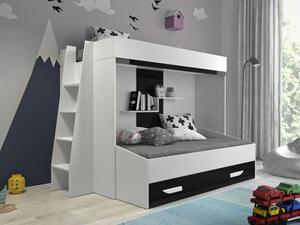 Patrová postel s úložným prostorem Lada - bílá/černá