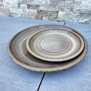 Podmiska pod květináč - Broušený bronz se vzorem 17 cm