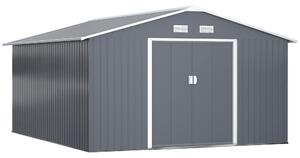 Outsunny Kovový Kůlna na Nářadí 26,2m³ 340x386x200cm Kůlna s Gablovou Střechou a Posuvnými Dveřmi Odolná proti Počasí Zahradní Dům Venkovní Kůlna na N