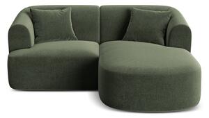 Zelená sametová rohová pohovka (pravý roh/s lenoškou) Campi – Cosmopolitan Design