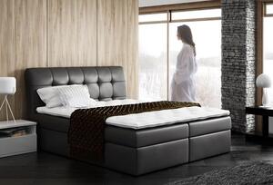 Dvoulůžková čalouněná postel SARA šedá eko kůže 140 + toper zdarma