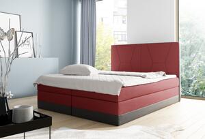 Čalouněná manželská postel Stefani červená, černá 180 + toper zdarma
