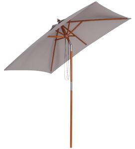 Outsunny Slunečník 200 x 150 x 235 cm s naklápěcím mechanismem – 3stupňově nastavitelný obdélníkový slunečník, voděodolný a UV-odolný pro pláž, balkon
